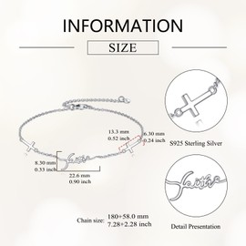 LWQQWL Faith Bracelet for Women 925 Sterling Silver Faith Cross Bracelet Religious Jewelry Gifts