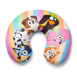 Jay Franco Bluey Kids Travel Neck Pillow - Soft Polyester Support for Car, Airplane & Road Trips - Cute Bluey and Bingo Design - Comfortable Child Neck Support for Ages 3-10