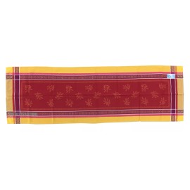 Tissus Toselli French Provencal Jacquard Table Runner Olives Red/Yellow Made In France