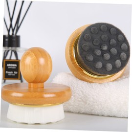 Minkissy 2pcs Shower Brush Body Wash Bath Cleaning Brush Wood Handle Exfoliating Back Scrubber for Women Men