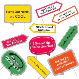 High School Class Reunion Photo Booth Props - School Class Reunion Party Decorations - Funny Class Reunion Photo Props - 10pcs (Multicolored)