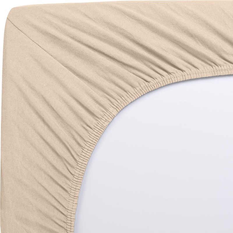 Utopia Bedding Fitted Sheet Double, Beige - Deep Pocket 14