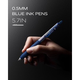 STAGEEK 0.5mm Gel Pens Fine Point Smooth Writing Pens, 12PCS Blue Ink Pens, Retractable Leather-Like Blue Gel Pens, Business Gel Pen for Journaling, Writing, School, Office Use (Blue)