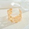 HUAYUNFANG Gold Chunky Cuff Bangle Bracelet For Women Ginkgo Leaf