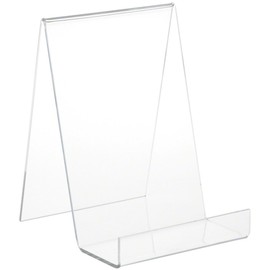 Plymor Clear Acrylic Flat Back Display Easel with 3" Box Ledge, 10" H x 7" W x 8" D (2 Pack)