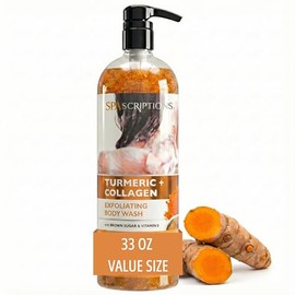 Lingtoolator s Turmeric  Collagen Exfoliating Body Wash, 33 oz, Brightening Body Scrub and Body Exfoliator, Sugar Scrub with Brown Sugar and Vitamin  