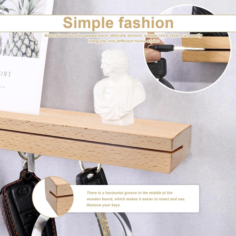 LIUZHUJ Magnetic Oak Key Rack - Magnetic Key Holder with