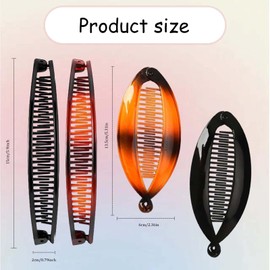 4-Piece Banana Hair Clip Set, Dense Teeth Design, Non-Slip for Thick and Fine Hair, Vintage Double Comb Clips for Work, Parties, Everyday Use