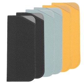 sourcing map 6pcs Sunglass Case Soft Leather Sunglass Pouch Portable Eyeglass Case Travel Glasses Bag for Women Men, Black Blue Yellow
