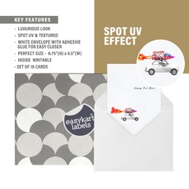 easykart labels 16 Happy New Year Cards with Envelopes | Spot UV & Texture Finish | 6.75 x 4.5 Inch New Year Wishes Cards with Seal Stickers For Friends, Family and loved Ones (1 PACK)