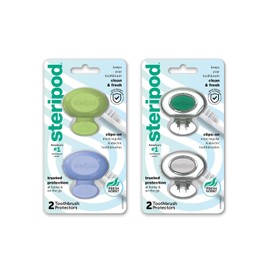 Protector de cepillo de dientes Steripod Clip-On azul, verde, rojo, naranja, 4 unidades