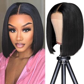 Brasilianische Perücke, 13 x 4 Spitzenfront, Perücke, kurz, Echthaar, Damen, natürliche Perücke, menschliches Haar, für Damen, natürliche Farbe, Straight Bob Lace Wigs, 8 Zoll