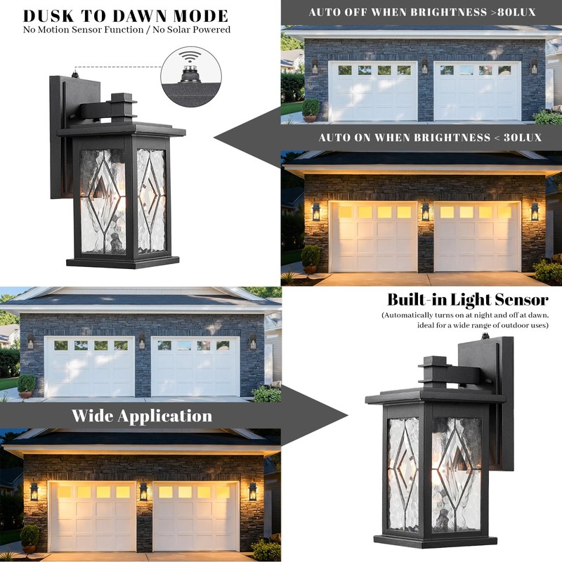 NAXTTII Exterior Lighting Fixtures Black Outdoor Porch Lights Wall Mount