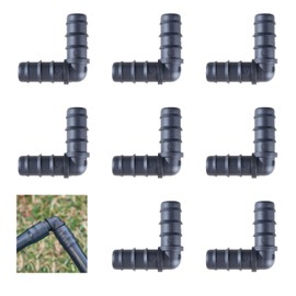 8 Pcs Soaker Hose,Irrigation System Hoses Connectors Soakers 1/2 Inch Plastic Watering Tubing Adapters Kit Elbow Pipe Parts Fittings 13mm Flexible Joint,for Garden Drip Barbed Connector Coupler,Black