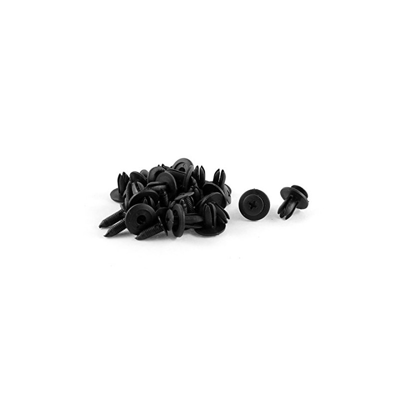 uxcell 20 Pcs Black Plastic Rivet Clips 6mm x 11mm