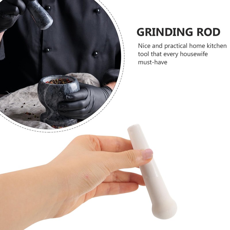HEALLILY Ceramics Pestle Grinder Pestle Herb Food Grinding Stick Spice
