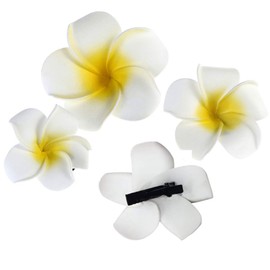 Yesallwas Artifical Foam Frangipani Flower Artificial Plumeria Hawaiian Flower Hair Pins for Wedding Party Home Beach Holiday Decor,Pack of 20 (7CM)