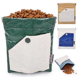 Duuclume Large Capacity Dog Treat Bag, Portable Puppy Dog Training Bag, Hand Free Training Dog Bag with Sturdy Carabiner, Pet Walking Snack Bag, Feeder (Tan)