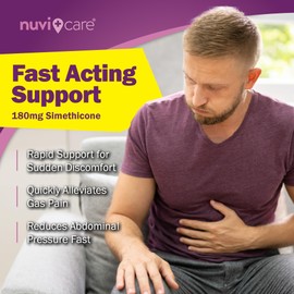 NUVICARE NUVICARE Ultra Strength Gas Relief - Simethicone 180mg Softgels - Anti Gas and Bloating Relief - Compare to The Active Ingredient in Phazyme Anti Gas Pills - Stomach Gas Relief for Adults (100 Count)