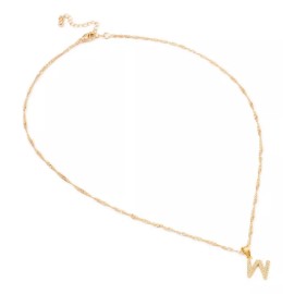 Ametrinaa Dije Inicial / Letra W Mini Con Zirconia Chapa De Oro 18k Color Dorado