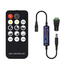 BTF-LIGHTING Mini RF Dimmer Controller 14 Keys for FCOB 3014 5630 5730 3528 LED Strip DC5V/DC12V/DC24V Dimmer Switch Brightness Mode Effect Mode Wireless LED Dimmer Controller (Solid Color)