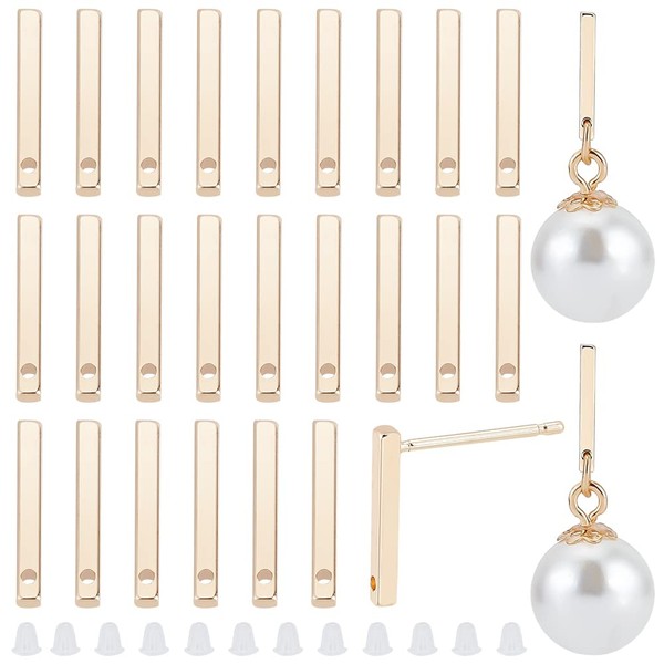 BENECREAT Pack of 30 Genuine 18 Carat Gold-Plated Brass Earrings