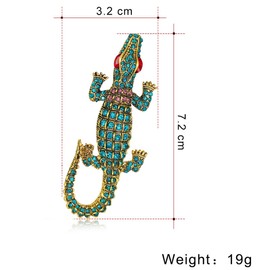 FAIRYGATE Crystal Brooch Rhinestone Alligator Brooches Personality Animal Lapel Pin Backpack Badge Hat Bag Decoration Accessories for Men and Women, B3105