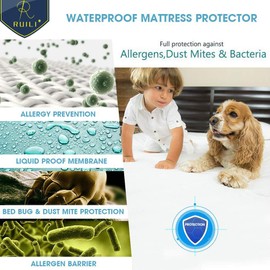 Twin XL Size 100% Waterproof Mattress Protector - Vinyl Free, Safe Fitted Premium Mattress Cover - 10 Year Quality Assurance