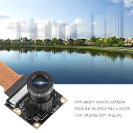 5MP Night Vision Camera Module with 2Pcs Fill Lights for Raspberry Pi Zero Supports 1080p @ 30 fps, 720 p @ 60 fps and 640x480p 60/90 Recording