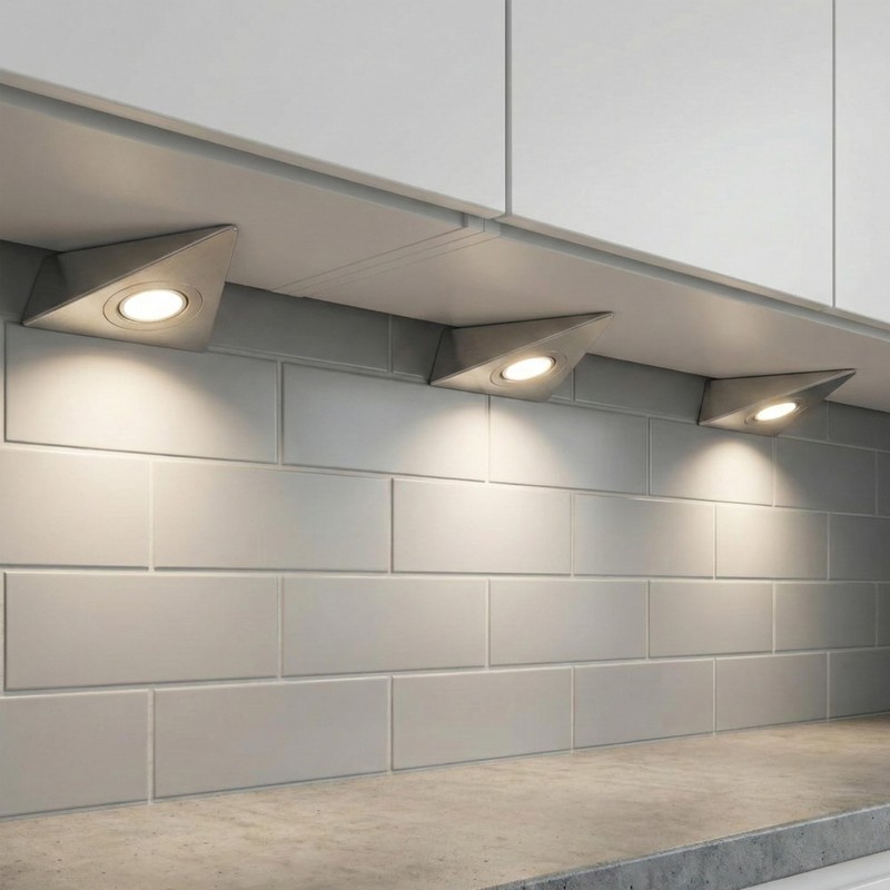 vislux Set of 3 LED Triangular Light Kitchen Light Stainless