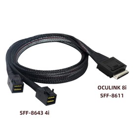 xiwai OCuLink PCIe PCI-Express SFF-8611 8X 8-Lane to Dual SFF-8643 HD 4X SSD Data Active Cable 50cm