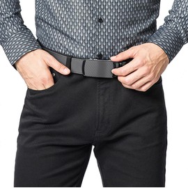 Cinturón Clásico Para Hombre, Hebilla Automática Trinquete, Cinto Hombre Ajustable Traje Vestir, Cinturones Para Hombre Piel Cortable, Fácil Ajuste (Gris, 115cm)