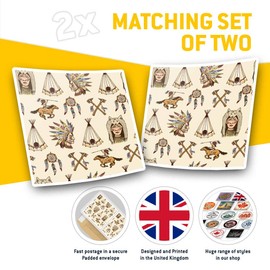 Square Stickers (Set of 2) 10cm - Native American Tribe Teepee Boho Laptop Tablet Luggage Scrapbook #15914