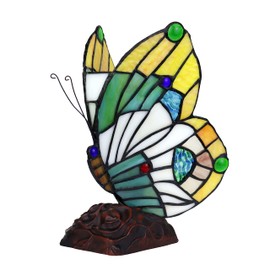 Chloe Lighting Kacy 2 Tiffany-Style 1 Light Butterfly Accent Table Lamp 10" Tall