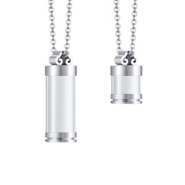 TJUSPIRIT Memorial Jewellery Cremation Urn Ash Memorial Pendant Necklace Set Pair Chain for Ashes Hair Flower Bottle Pendant for Opening Locket Pendant Memorial Jewellery for Women Men, Stainless