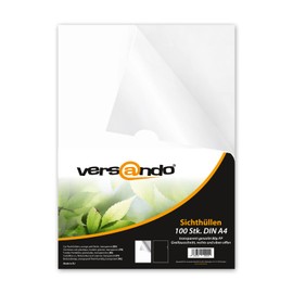 versando 100 x A4 Document Wallets Economy 90 my Polypropylene Transparent Grained (Pack of 100)