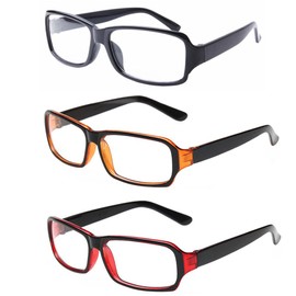 FancyG Vintage Inspired Classic Retro Style Rectangle Shape Glasses Frame Clear Lens Eyewear 3 Pieces Color Set28