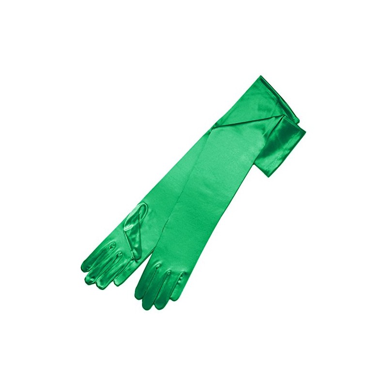 Ambers Very Long Satin Gloves, Emerald Green