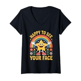 Womens Happy to See Your Face V-Neck T-Shirt