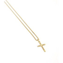 Gift Set Pendant Cross Diamond-Coated 8 Carat Gold with Chain, Gold, Diamond