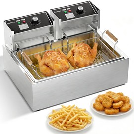 Electric Deep Fryer 22.6L/24QT Stainless Steel Large Capacity Commercial Fryer with Basket, 3400W 110V Countertop Deep Fryer for Home Kitchen and Restaurant Use withTemperature Control
