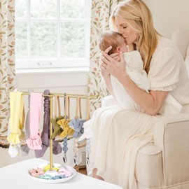 POVETIRE Baby Headband Holder Hair Bow Organizer for Girls,Metal Hair Ties Display Nylon Hairband Storage Head Wrap Stand Hair Accessories Organizer for Newborn Infant Toddler Kids