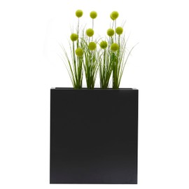 floqueyard Metal Planters Rectangular Planter Boxes Outdoor with Removable Shelf for Plant Pots,Plants,Flowers,for Front Porch,Balcony,Patio,Garden (Black, 20.5x12x22IN)