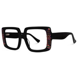 VOOGLAM Oversize Square Blue Light Blocking Glasses for Women Men Anti UV Eyestrain Eyewear Black Dempsey GJGA771778-01