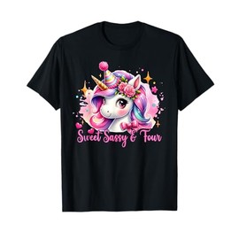 Sweet Sassy And Four Birthday Unicorn Gifts 4 Year Old Girl T-Shirt