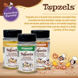 Savory Salad and Baked Potato Toppings by Topzels, Top Favorites Variety - Includes Three Flavors | 3.5 Oz (Pack of 3) | No Artificial Flavors, Colors or Preservatives, Crushed Pretzels, Adds Crunch & Bold Flavor