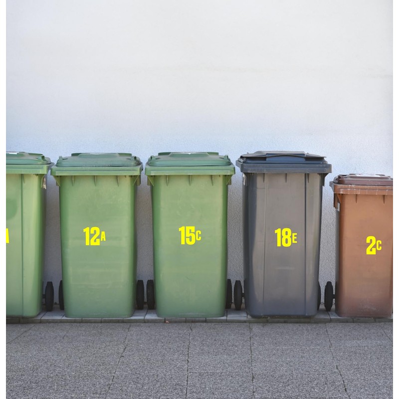 Wheelie Bin Numbers 1-999 (and/or. Letters A-Z) 2 Sets Waterproof