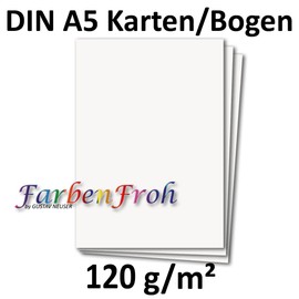 50 Sheets DIN A5 Paper – Bright White – 120 g – 14.8 x 21 cm – Craft Sheet Coloured Paper Craft Paper Letter Paper FarbenFroh by GUSTAV NEUSER