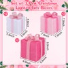 Set of 3 Pink Christmas Lighted Gift Boxes with Pink
