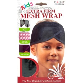 DONNA KIDS Extra Firm Mesh Wrap Silk Hair Wrap for Sleeping Head Wrap for Kid, Girl BLACK